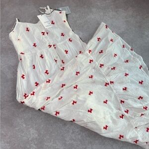 Nordstrom White Dress with Red Pattern